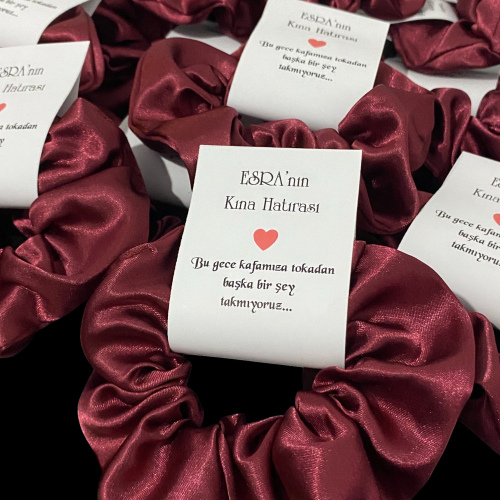 Kına Gecesi Için Isme Özel Bordo Saten Saç Tokası – Kına Hediyeliği